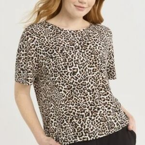 JoySpun Leopard Print Scoop Neck Sleep Tee Sz 2X